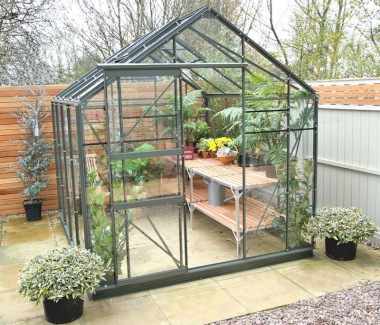 Green Aluminium Greenhouse 21 - Extra Tall High Eaves