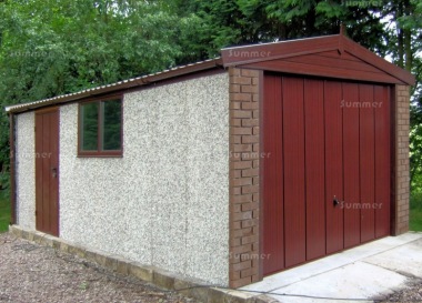 Spar Apex Concrete Garage 300 - Dark Woodgrain, Brick Posts Spar Apex Concrete Garage 300 - Dark Woodgrain, Brick Posts