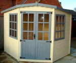 Corner Summerhouse 19 - Painted, Georgian, Double Door, Fitted Free Corner Summerhouse 19 - Painted, Georgian, Double Door, Fitted Free