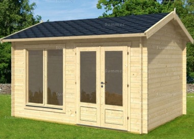 45mm Log Cabin 017 - Side Door Apex, Double Glazed